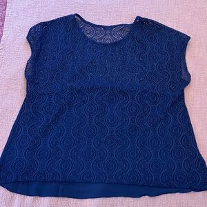 Chic Navy Lace Women's plus size Blouse